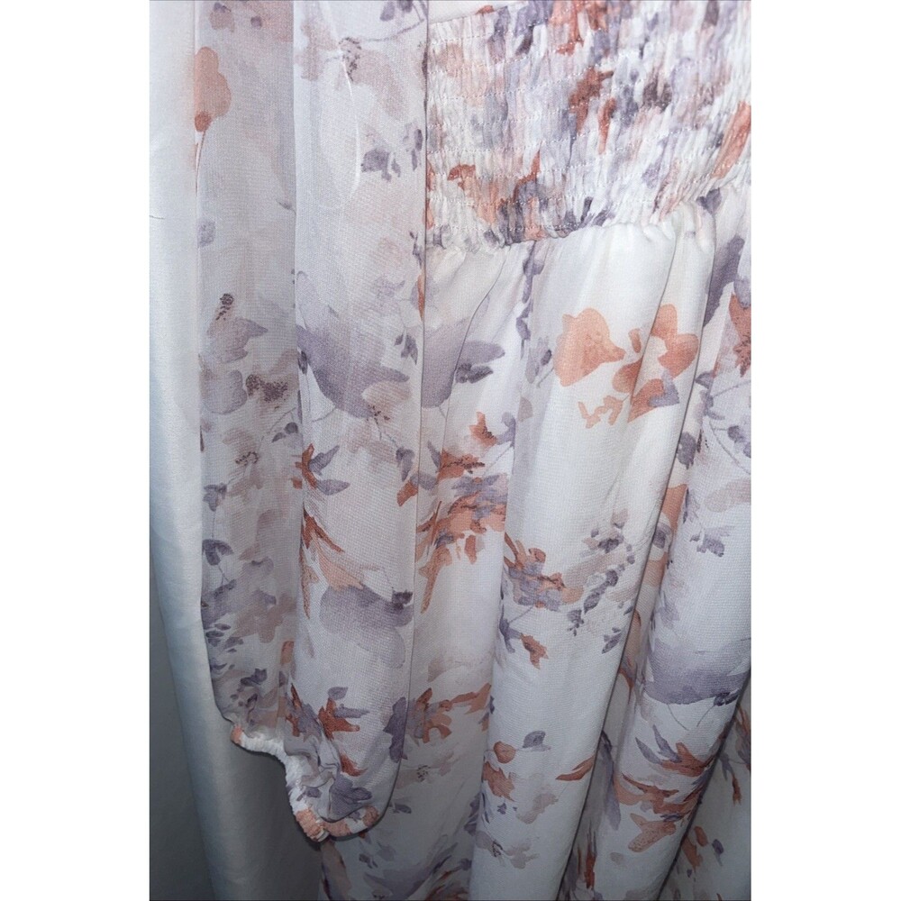 Area Stars Women’s Sateen Floral Dress Size M Chiffon Boho Feminine Coquette - Picture 3 of 10